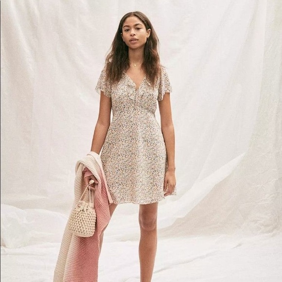 Madewell Silk Ruffle-Neck Mini Dress - Picture 7 of 7